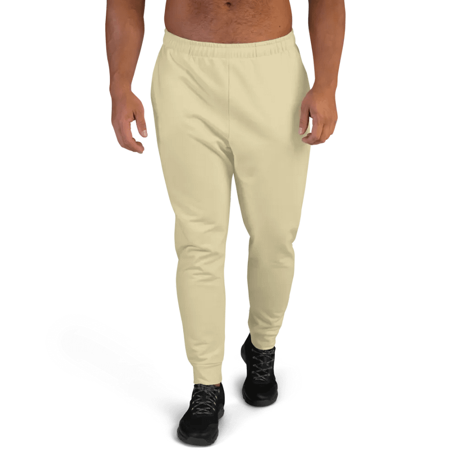 Plain Light Yellow Soft Summer Recycled Polyester Premium Men's Joggers by Treasure Pie product image (1)