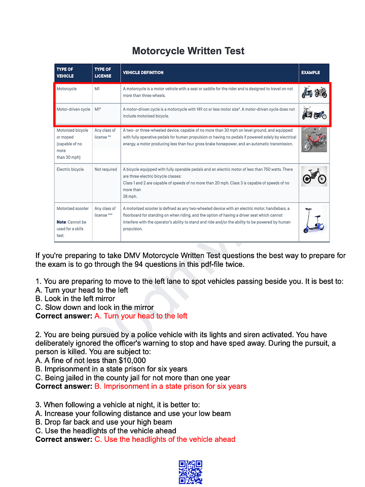 DMV Motorcycle Written Test product image (2)