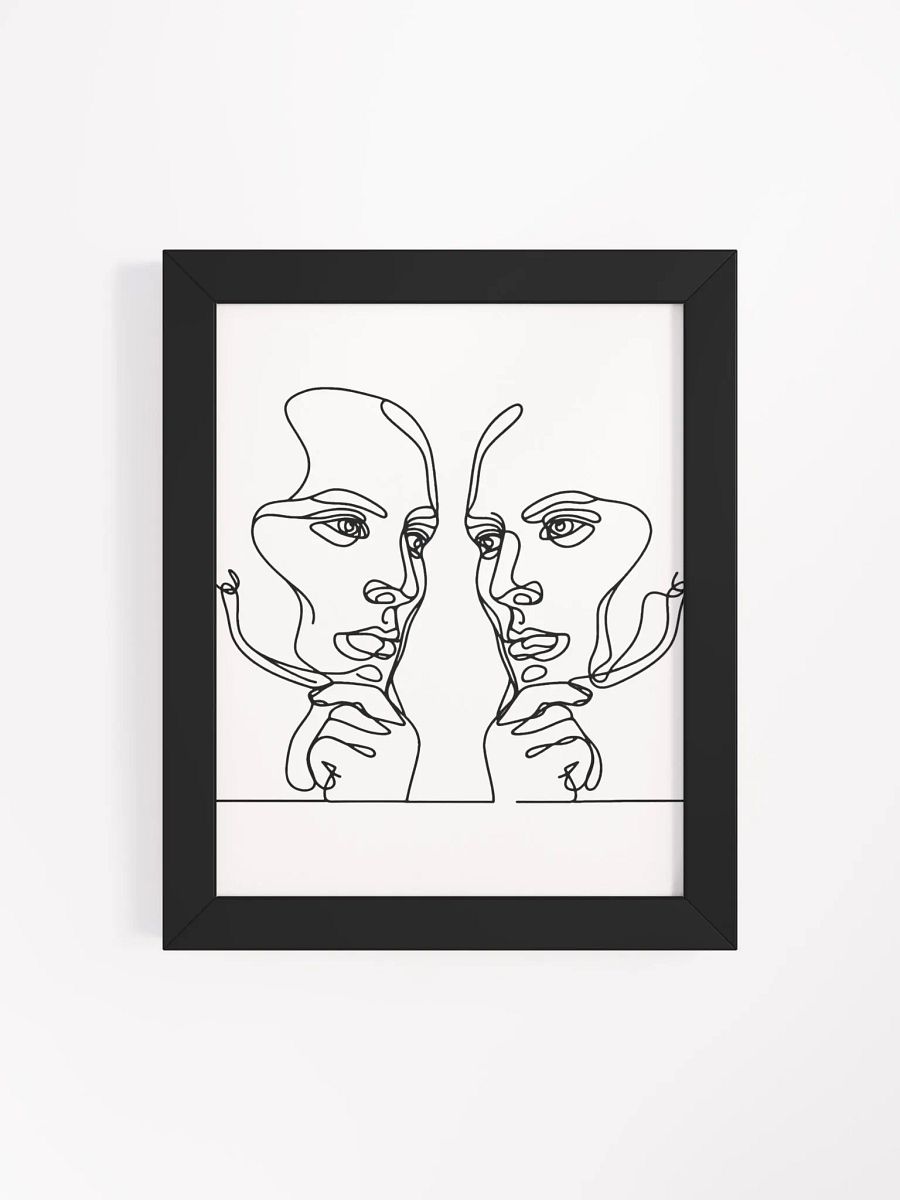 Two Male Thoughtful Faces Line Art Framed Poster product image (43)