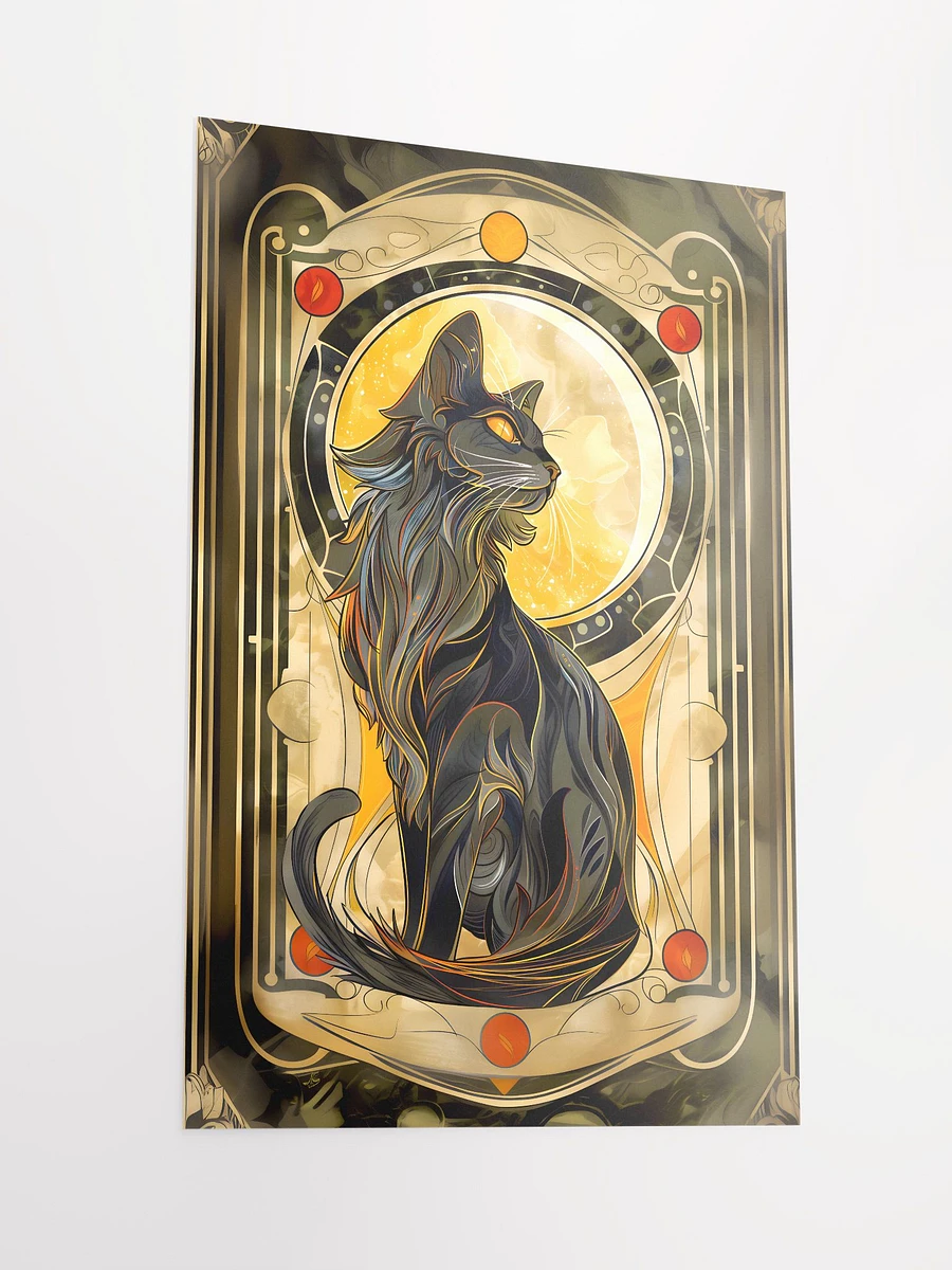 Majestic Nocturne: Black Cat and Moon in Art Nouveau Style Matte Poster product image (4)