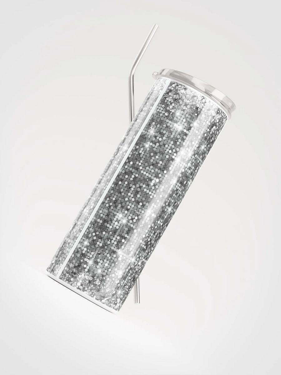 Shining Silver Glitter Stainless Steel Tumbler | Eco-Friendly 20oz with Reusable Straw product image (4)
