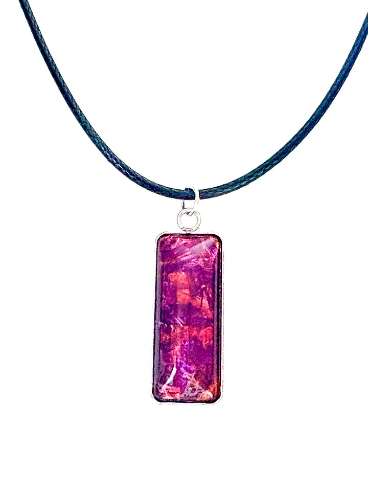 Electric Tide Pendant Necklace | Cranberry Bog Pink | Rectangle Cabochon | Monique Faella Designs™ | MFD-00159 product image (1)