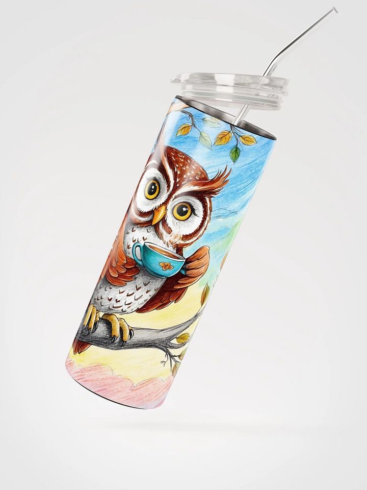 Morning Coffee Owl Stainless Steel Tumbler product image (3)