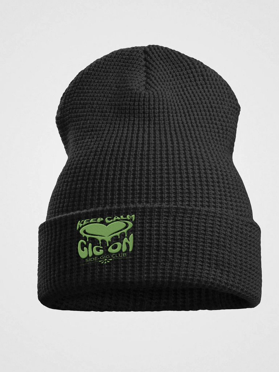 Keep Calm, Gig On Side-Gig Club Waffle Knit Beanie in Kiwi Green product image (5)