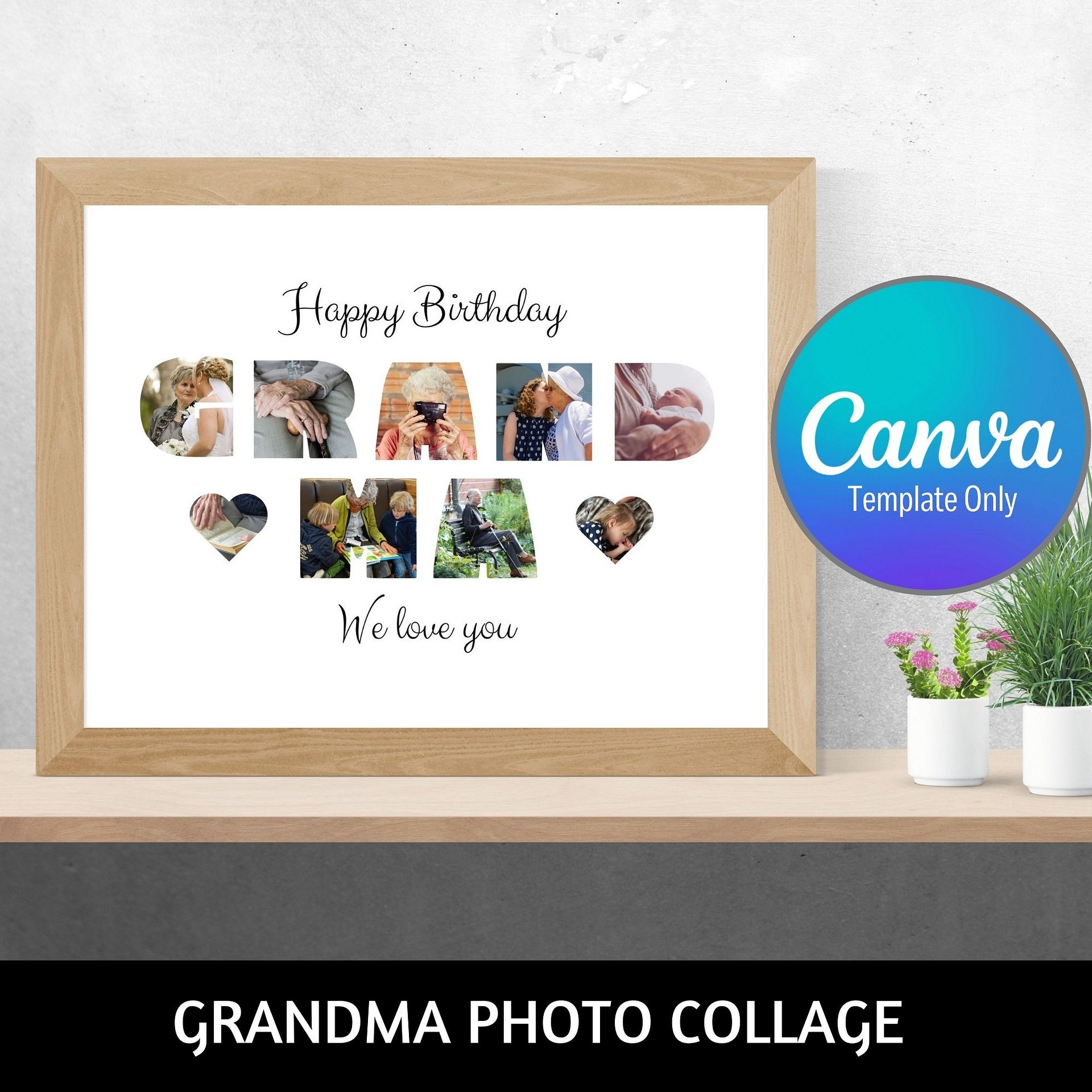 Happy Birthday Grandma Photo Collage Canva Template product image (1)