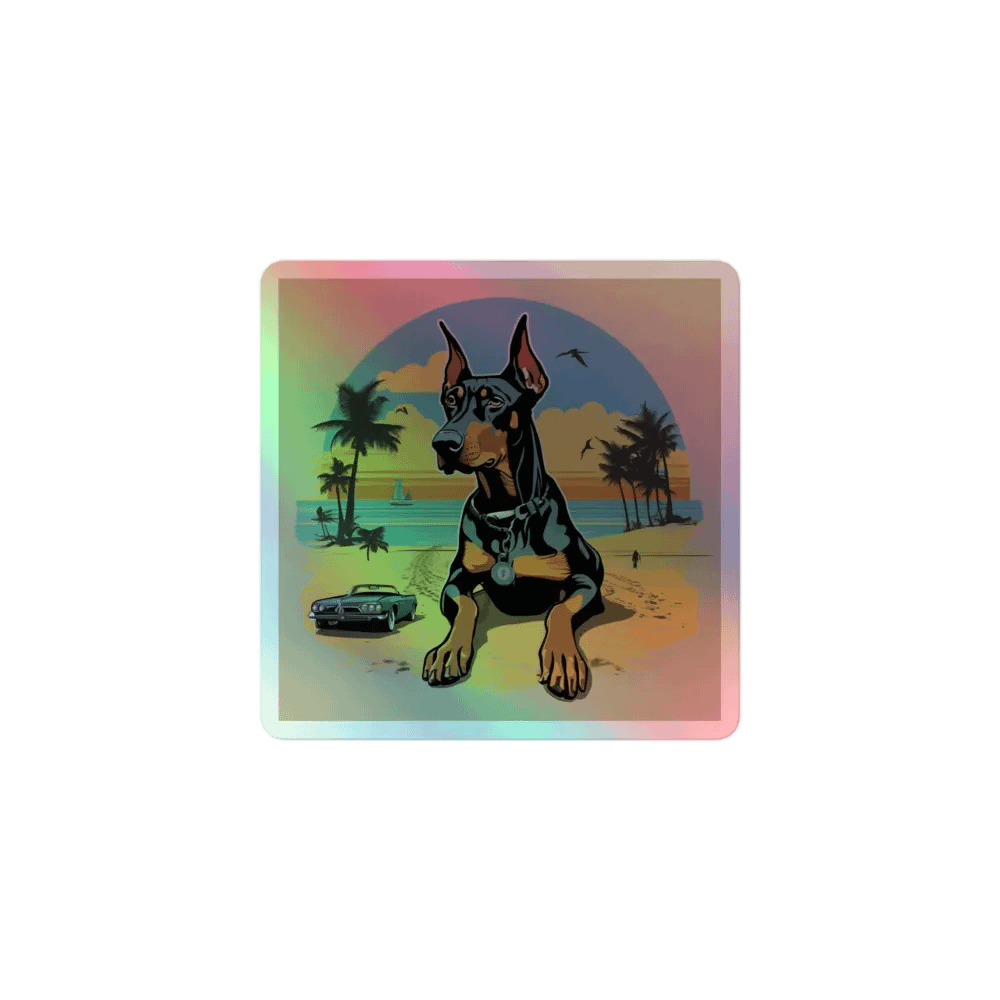 Doberman Beach Holographic Sticker product image (1)