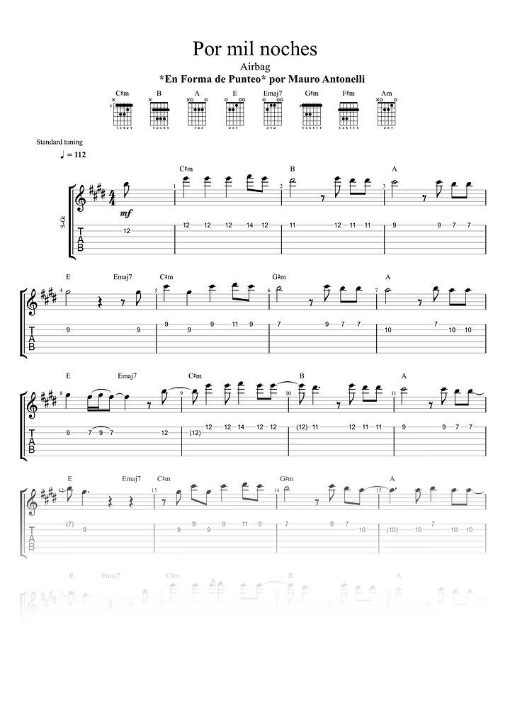 Por mil noches - Partitura + Tabs + Acordes + Pista product image (1)