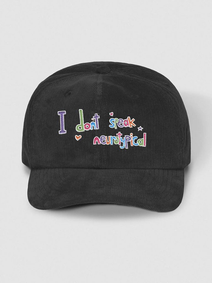 I don't speak neurotypical - black corduroy dad hat product image (1)