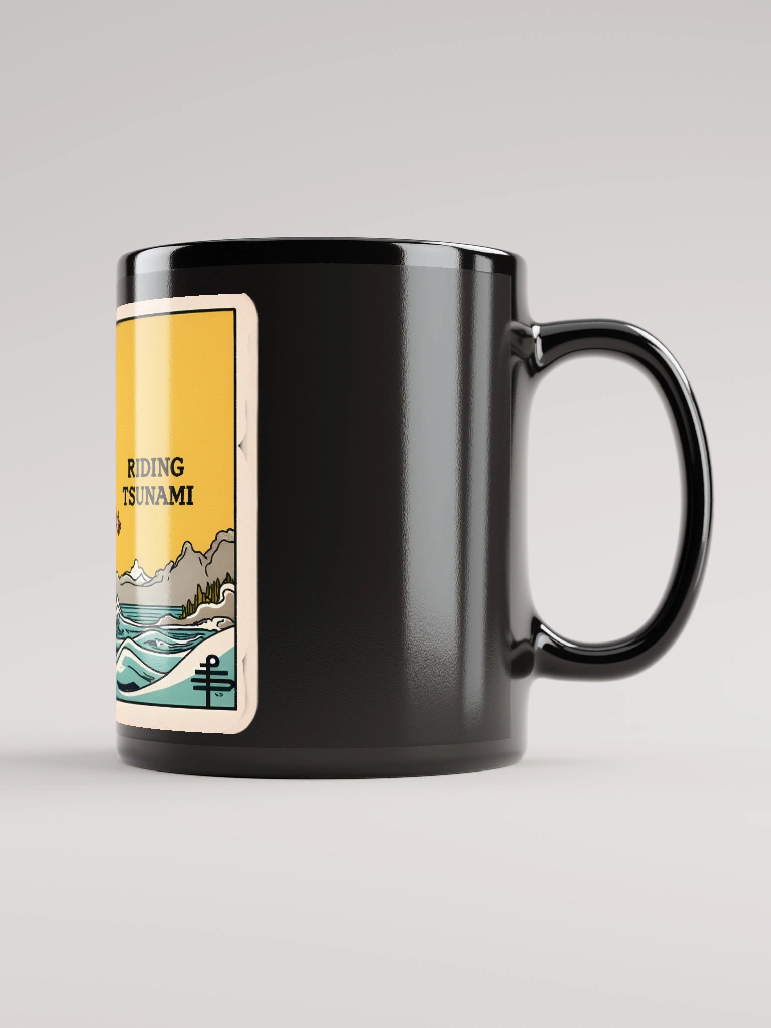 Vintage Tsunami Tarot Card Art Print Glossy Mug product image (1)