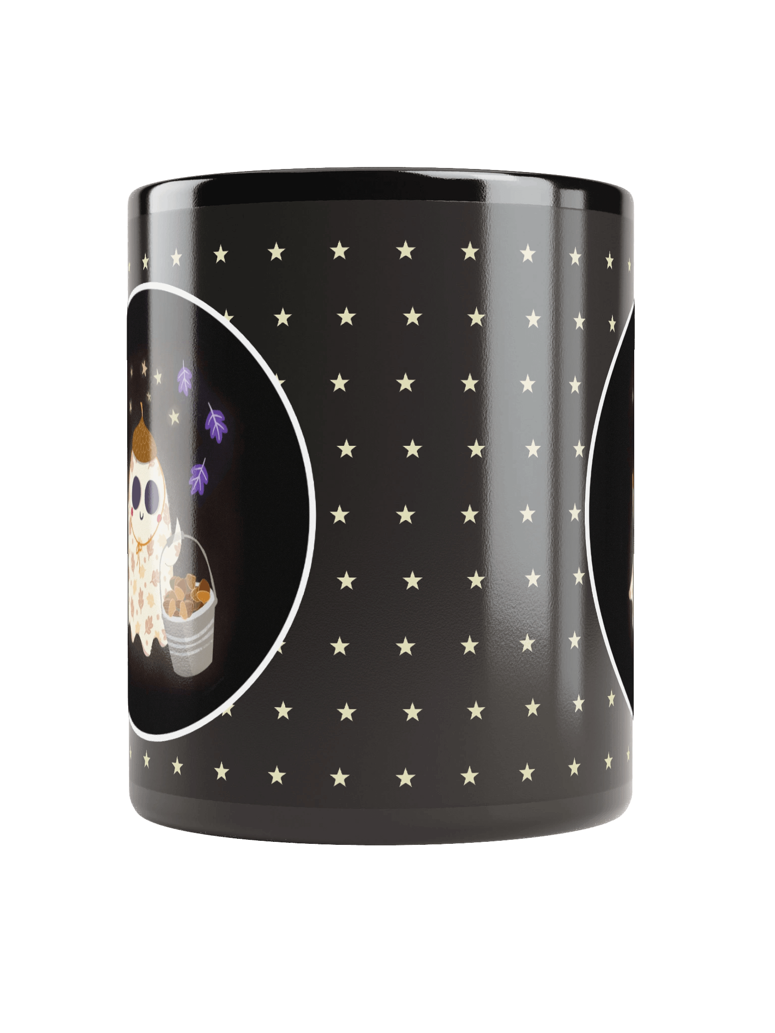 Little Ghost Acorn Collector - Black Ceramic Mug product image (2)