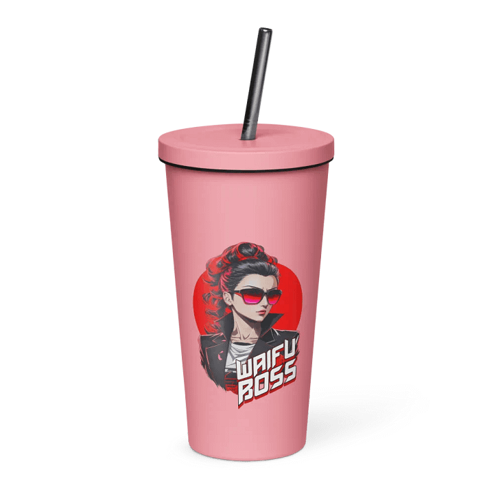 Waifu Boss 20 oz Tumbler Cup - Pink - Insulated Tumbler with a Straw v2 product image (1)