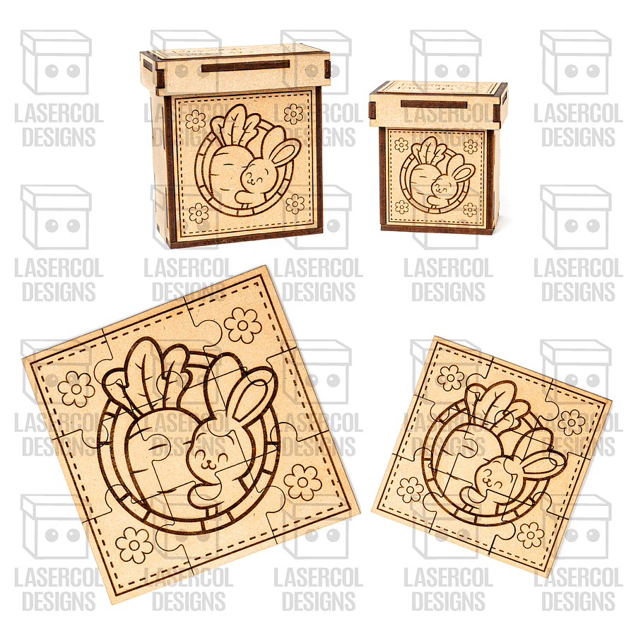Easter Bunny Puzzle With Box Set 2 (2 Sizes) - Laser Cut Files product image (2)