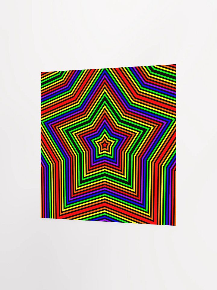Rainbow Queer Pride Poster, Psychedelic Star Illusion Art, Vibrant Home Decor product image (2)