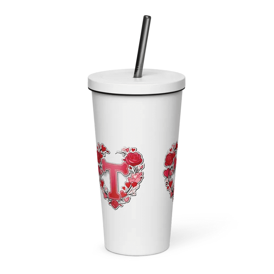 Valentine’s Monogram Letter T(1) White Tumbler product image (4)