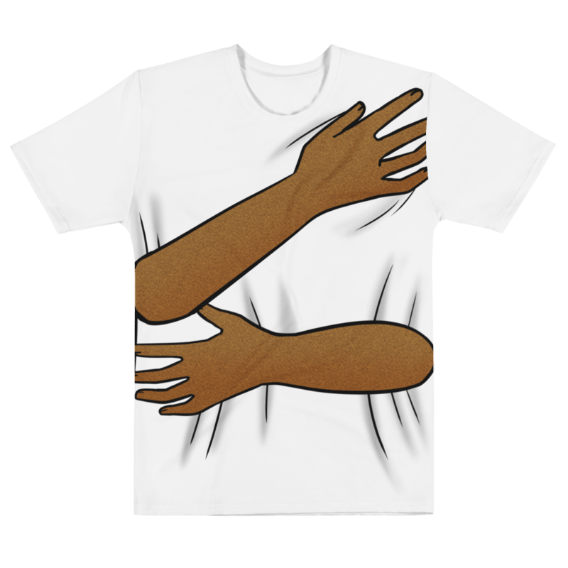 Back Hug T-Shirt (White shirt / dark brown skin tone) product image (1)
