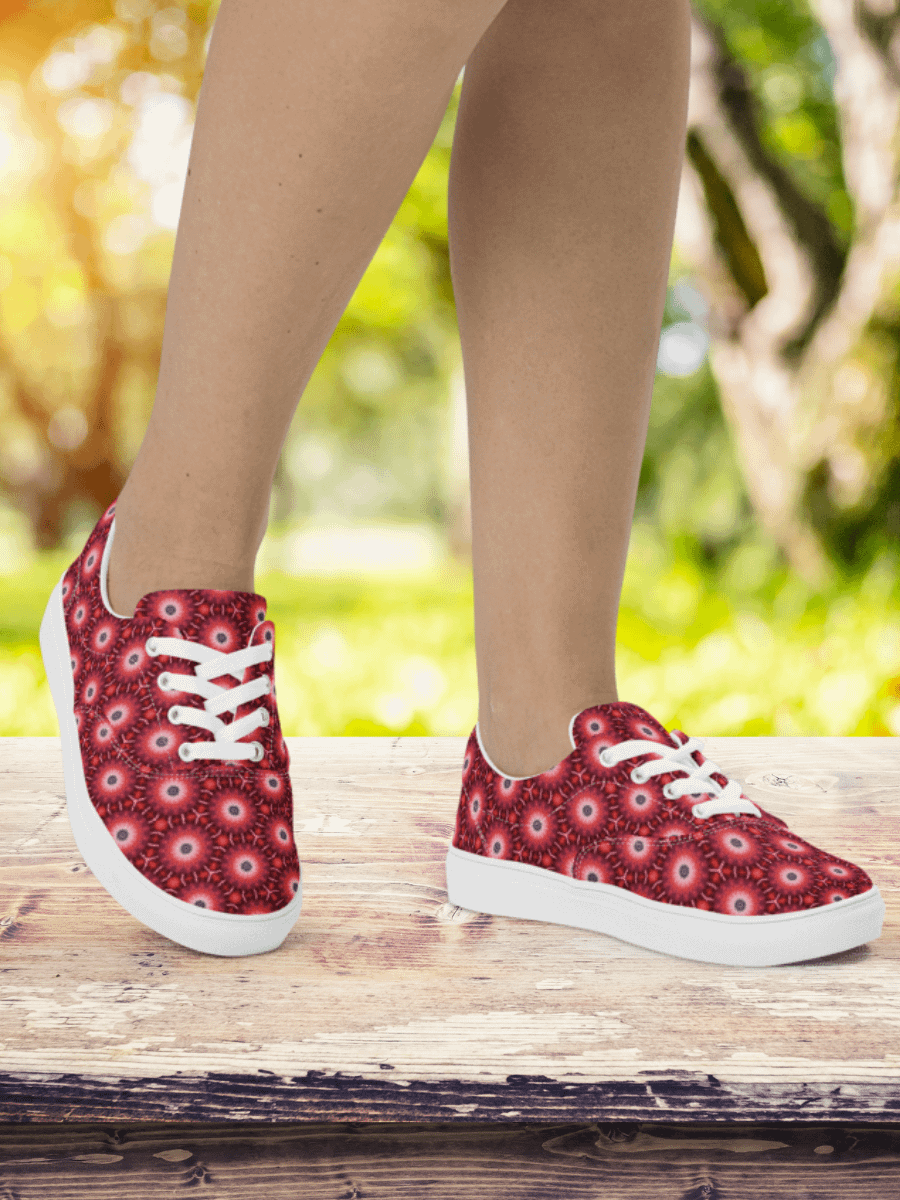 Red Floral Kaleidoscope Women's Canvas Shoes product image (3)