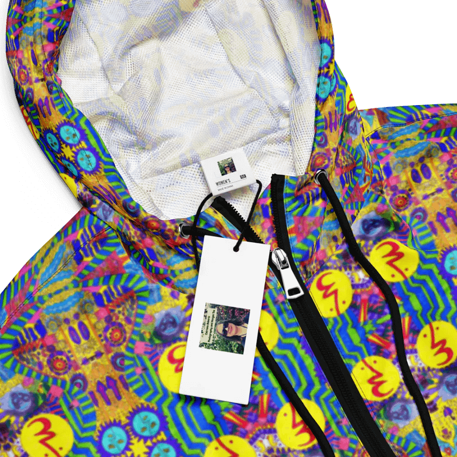 Abstract Colourful Doodles Ladies Cropped Hoodie Windbreaker product image (11)