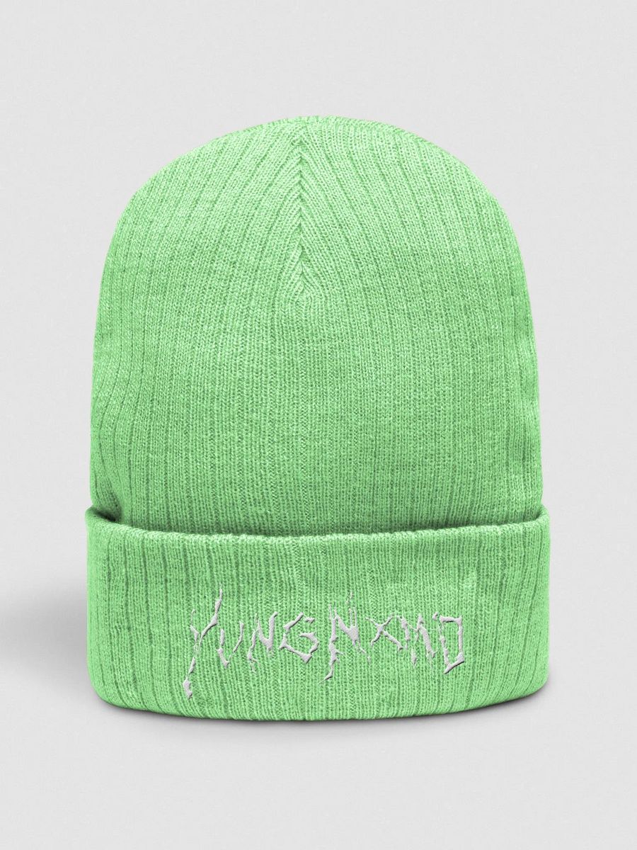 YvngNxmd White Script Logo Beanie product image (1)