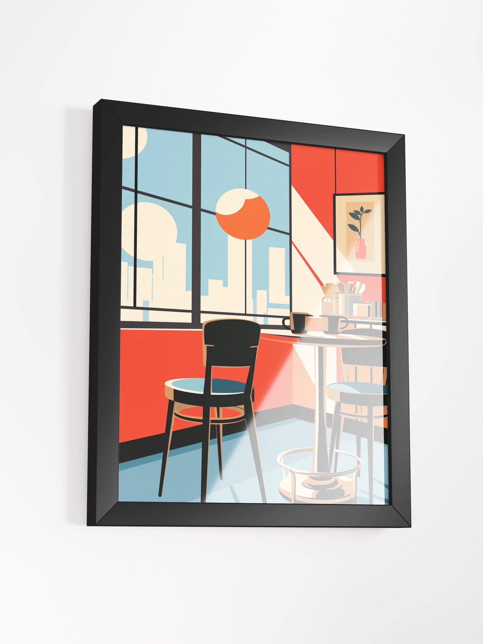Retro Cafe Corner Framed Matte Wall Art Canvas product image (6)