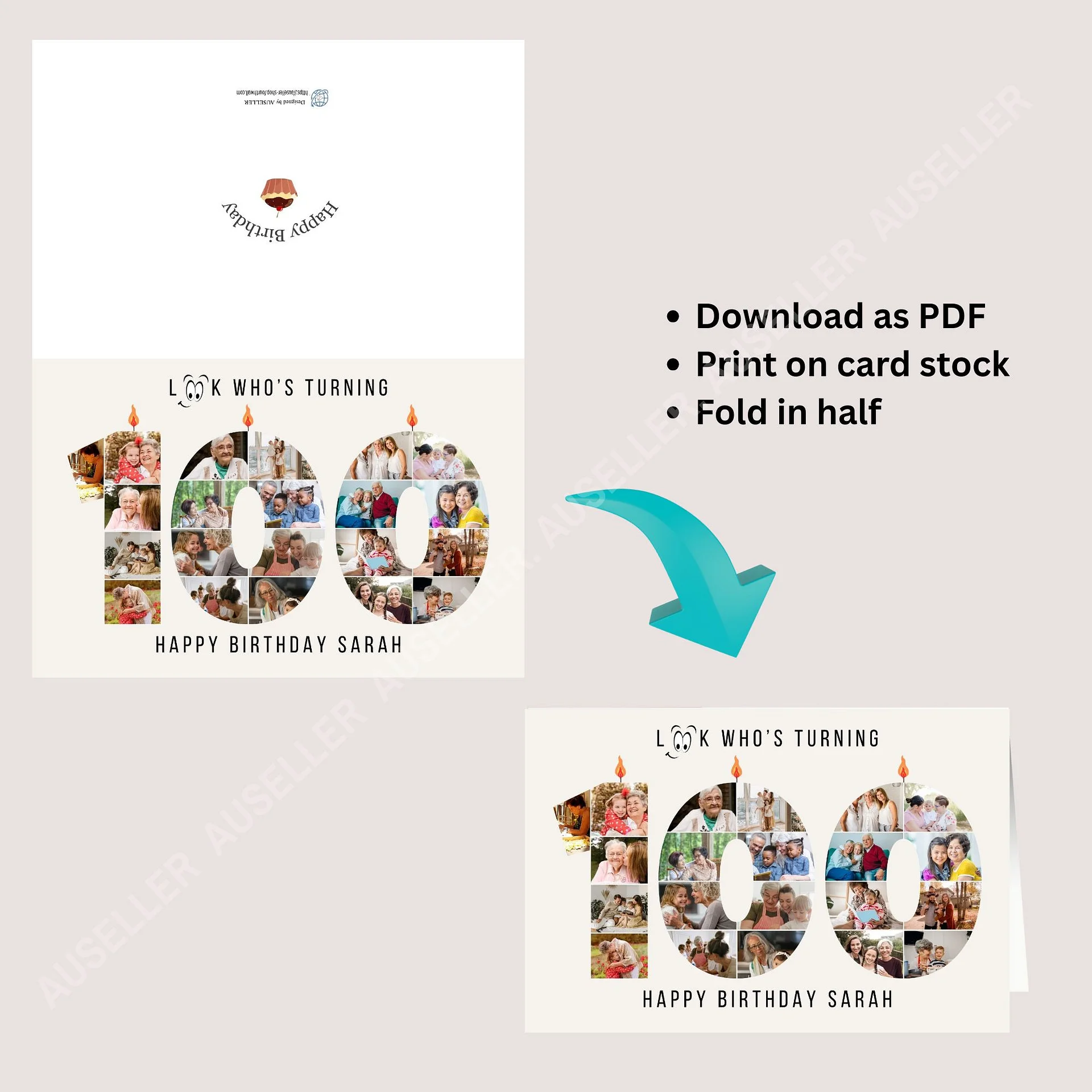 100th Birthday Number Photo Card Canva Template product image (8)
