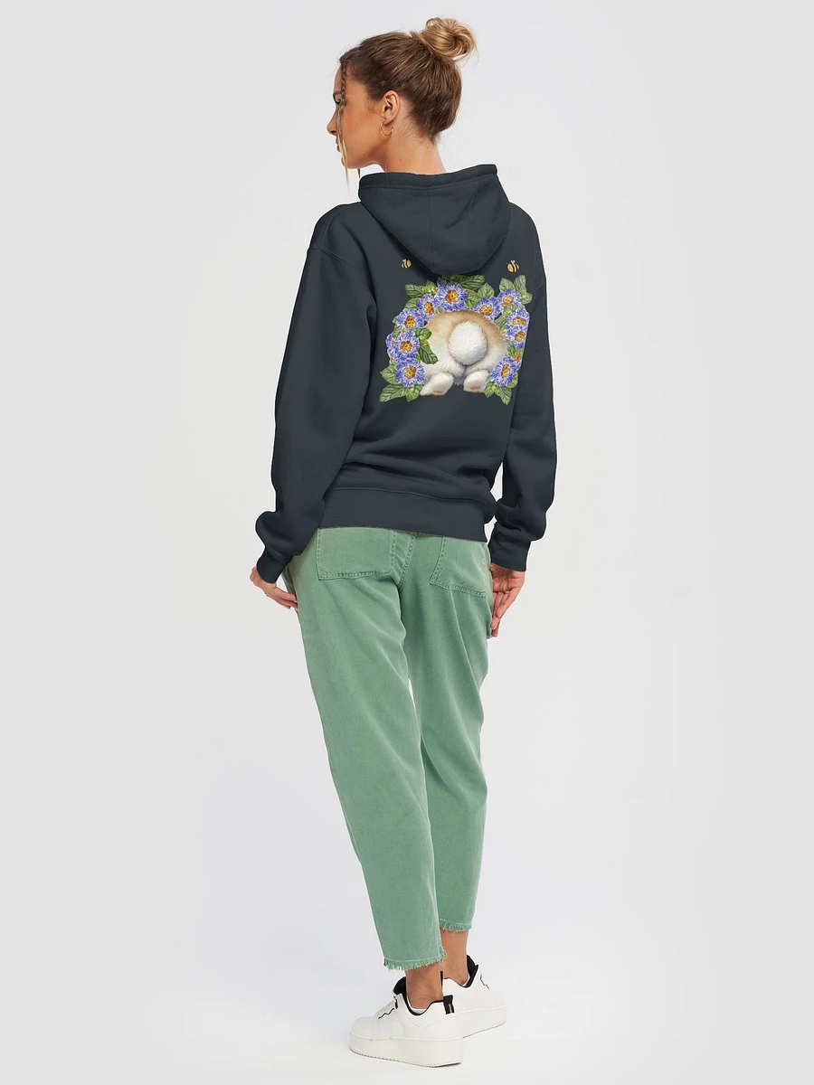 Garden Whispers: Bunny and the Primula Zebra Blues Unisex Hoodie - Double-Sided Design, Ultra Soft, Relaxed Fit product image (6)