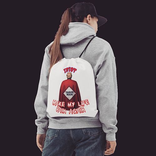 Carry your sarcasm in style with our Idiot TARIFF Man all-over print drawstring bag. Made of 100% polyester with twin cotton ...