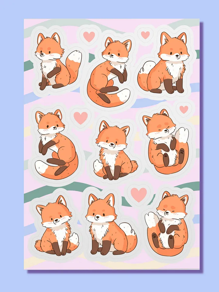Whimsical Red Fox Kiss-Cut Sticker Sheet product image (1)