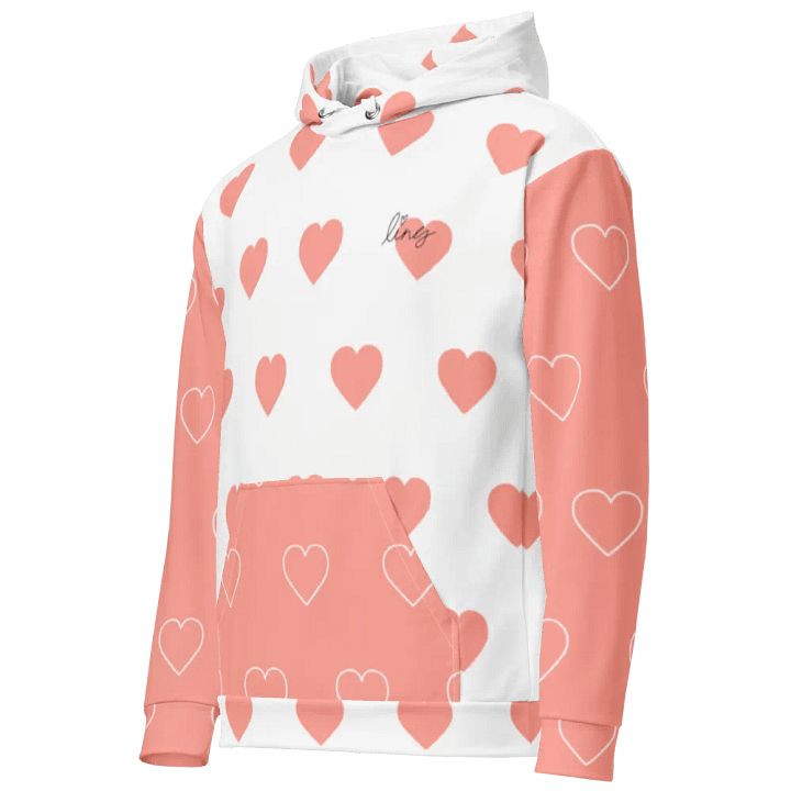 Lingling Kwong Heart Design Unisex Hoodie (White & Pink) product image (2)