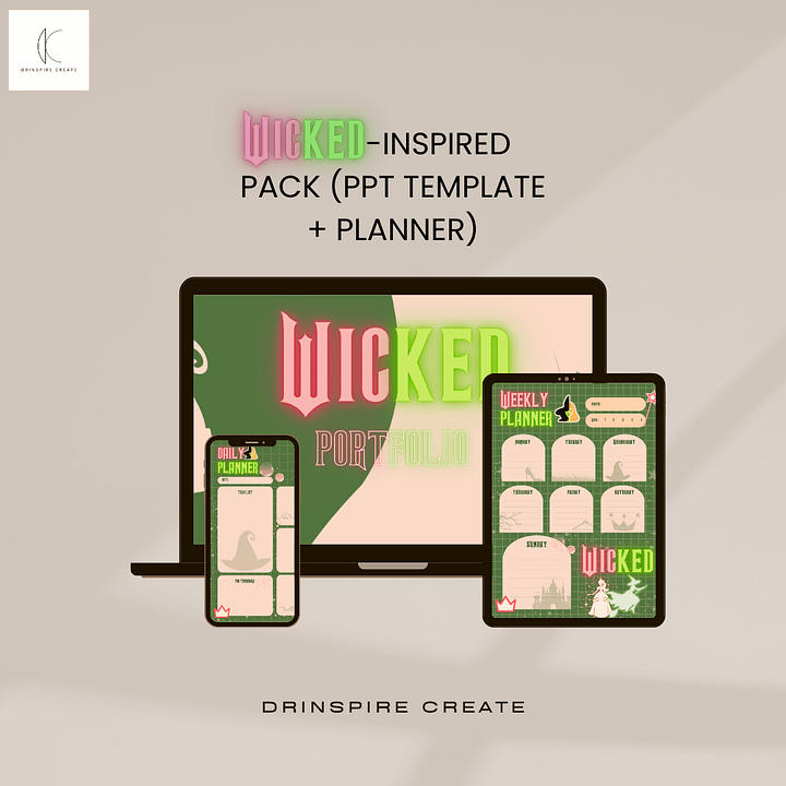 SAVE 1.79%! Wicked-Inspired Pack (PPT Template + Planner) product image (1)