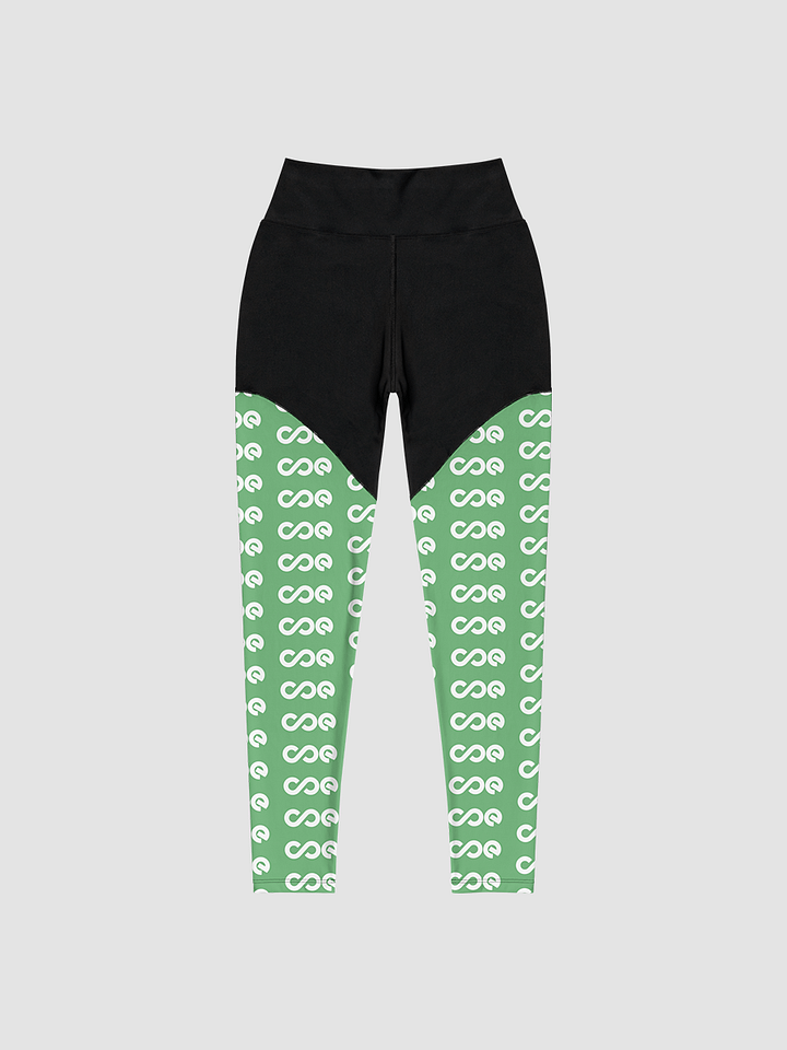 COE Premium Sports Leggings Black & Green - White Logo product image (1)