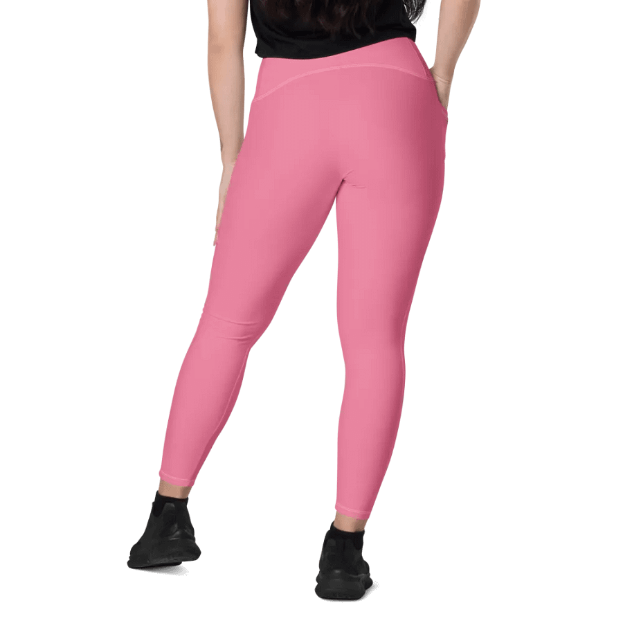 Plain Rosy Pink Soft Summer Women's High Waisted Premium Crossover Leggings with Pockets by Treasure Pie product image (9)