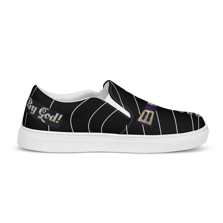 BBG Black Pinstripe Men's Diamond Cross Slip Ons product image (5)