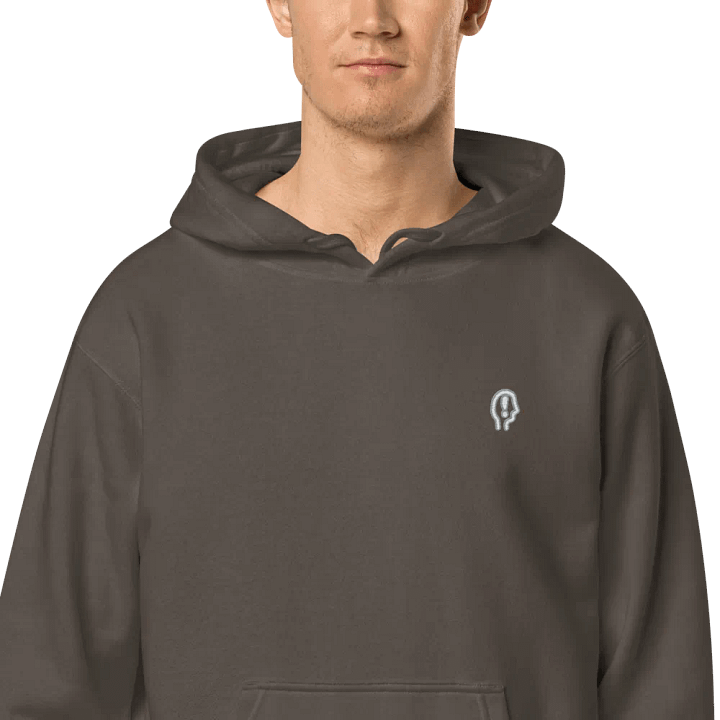 EXCLAIMING MENTALLY (sm. grey bubble design) embroidered pigment hoodie product image (2)