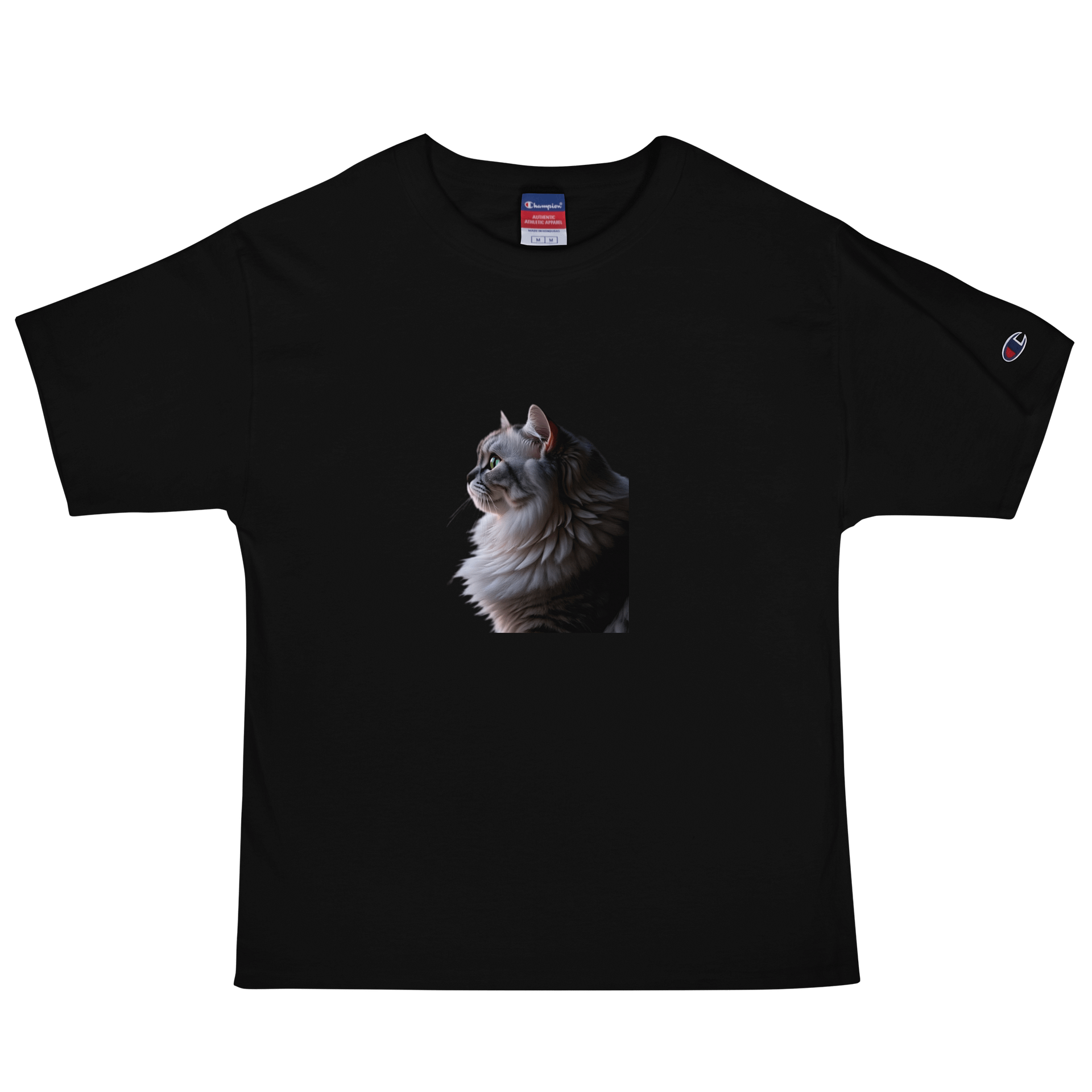 Fluffy Cat Gray Champion T-Shirt product image (2)