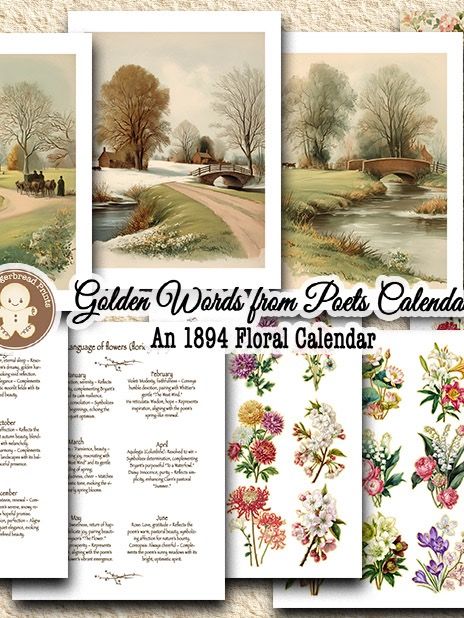 Golden Words from Poets 1894 Floral Calendar Kit Digital Download product image (4)