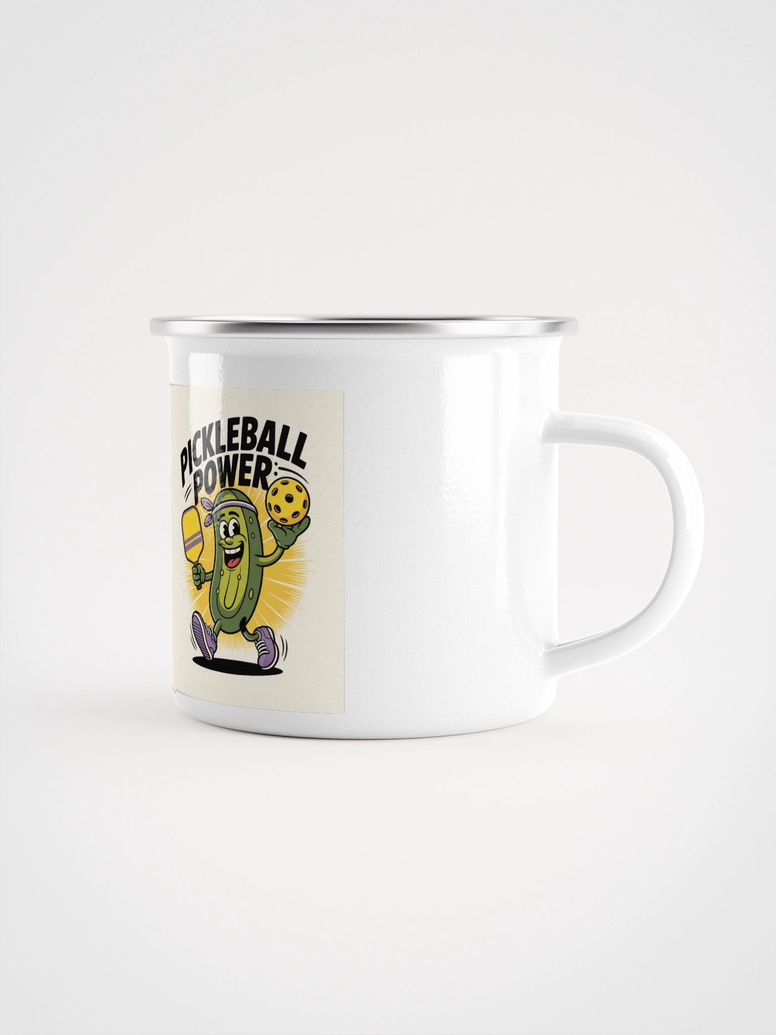 Pickleball Power Enamel Mug – Fun Pickle Character Design product image (1)