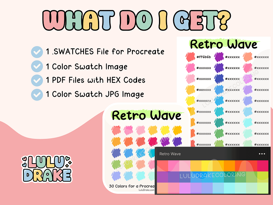 Retro Wave Procreate Color Palette with HEX Codes ★ DIGITAL ★ product image (5)