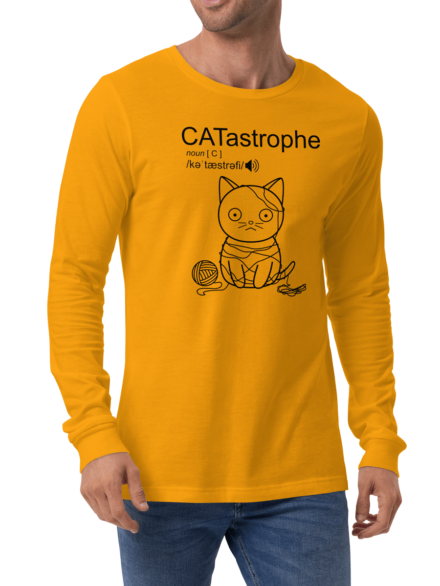 CATastrophe Unisex Long Sleeve, Cat with Yarn, Black Print product image (4)