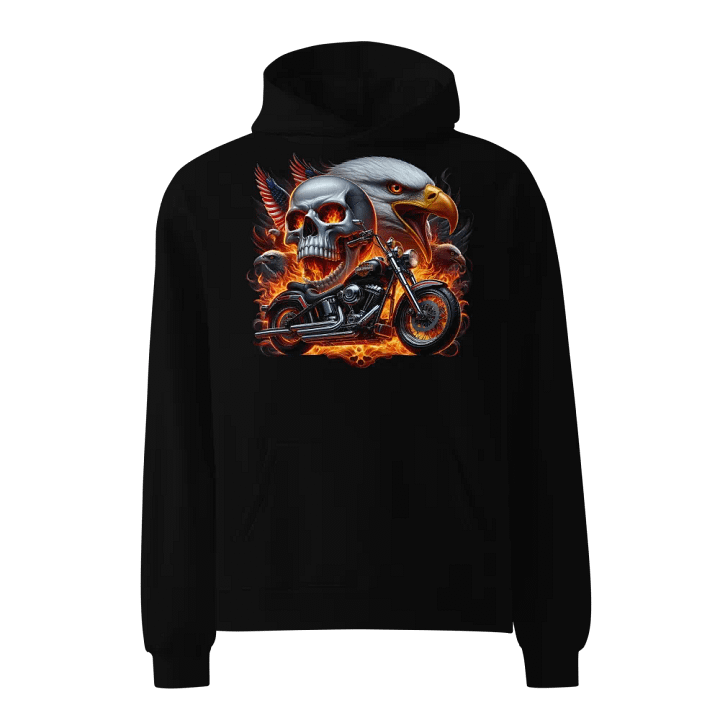 Eagle Skull Motorcycle Oversized Hoodie #2 product image (1)