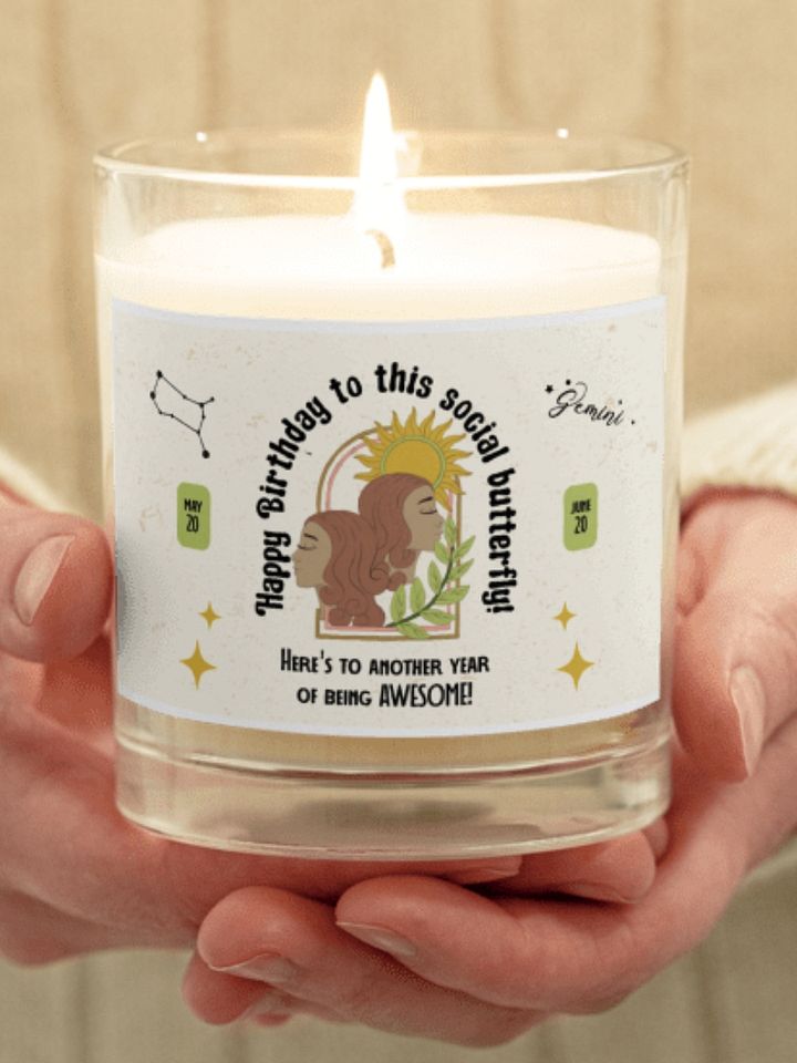 Zodiac Gemini Birthdate Candle Retro Design, Birth Month Birthday Gift product image (1)