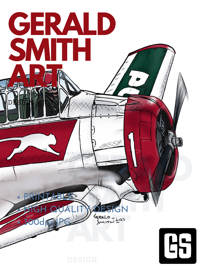 Smoking Aerobatic T-6 Harvard No 1 Aviation Art Gift Printable Wall Art product image (1)