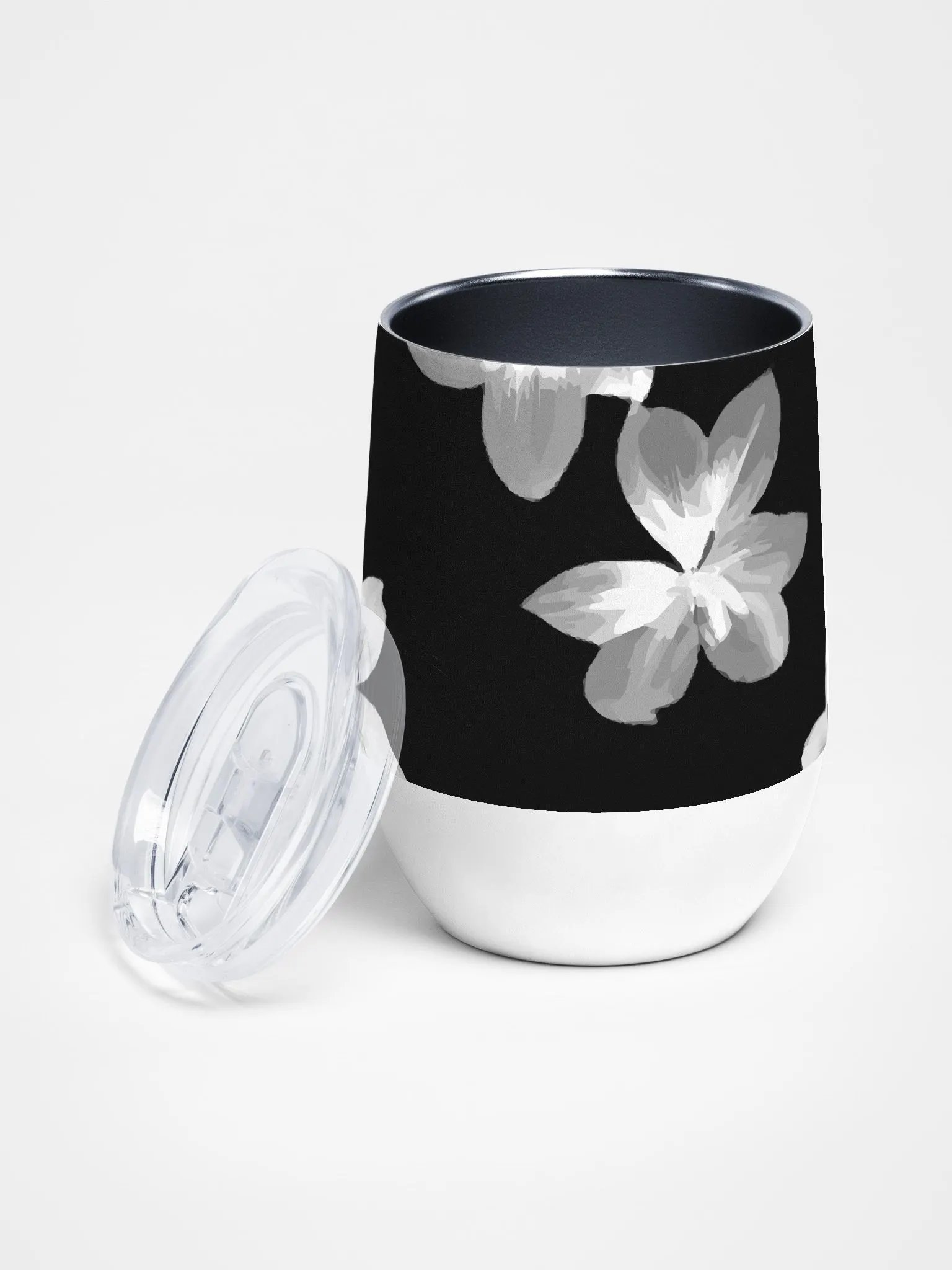 Volcanic Ash Caribbean Flower Print | Wine Tumbler 12oz Double-Wall Vacuum Seal product image (2)