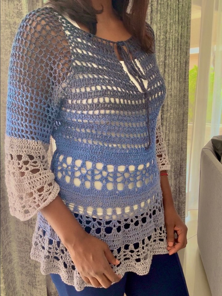Crochet raglan boho style top Written Pattern product image (2)