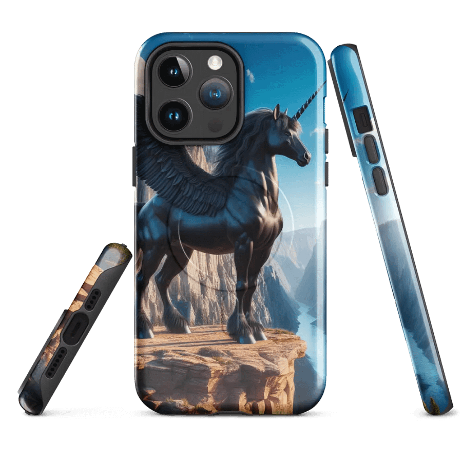 MagSafe® Tough Case for iPhone® | Ebon Majesty: AI-Designed Black Winged Unicorn product image (4)