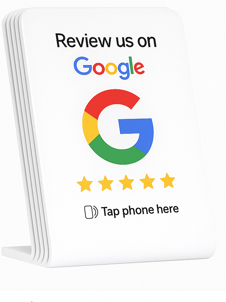 Google Review NFC Table Stand – Acrylic, Matte Finish, Tap to Review (White) product image (2)