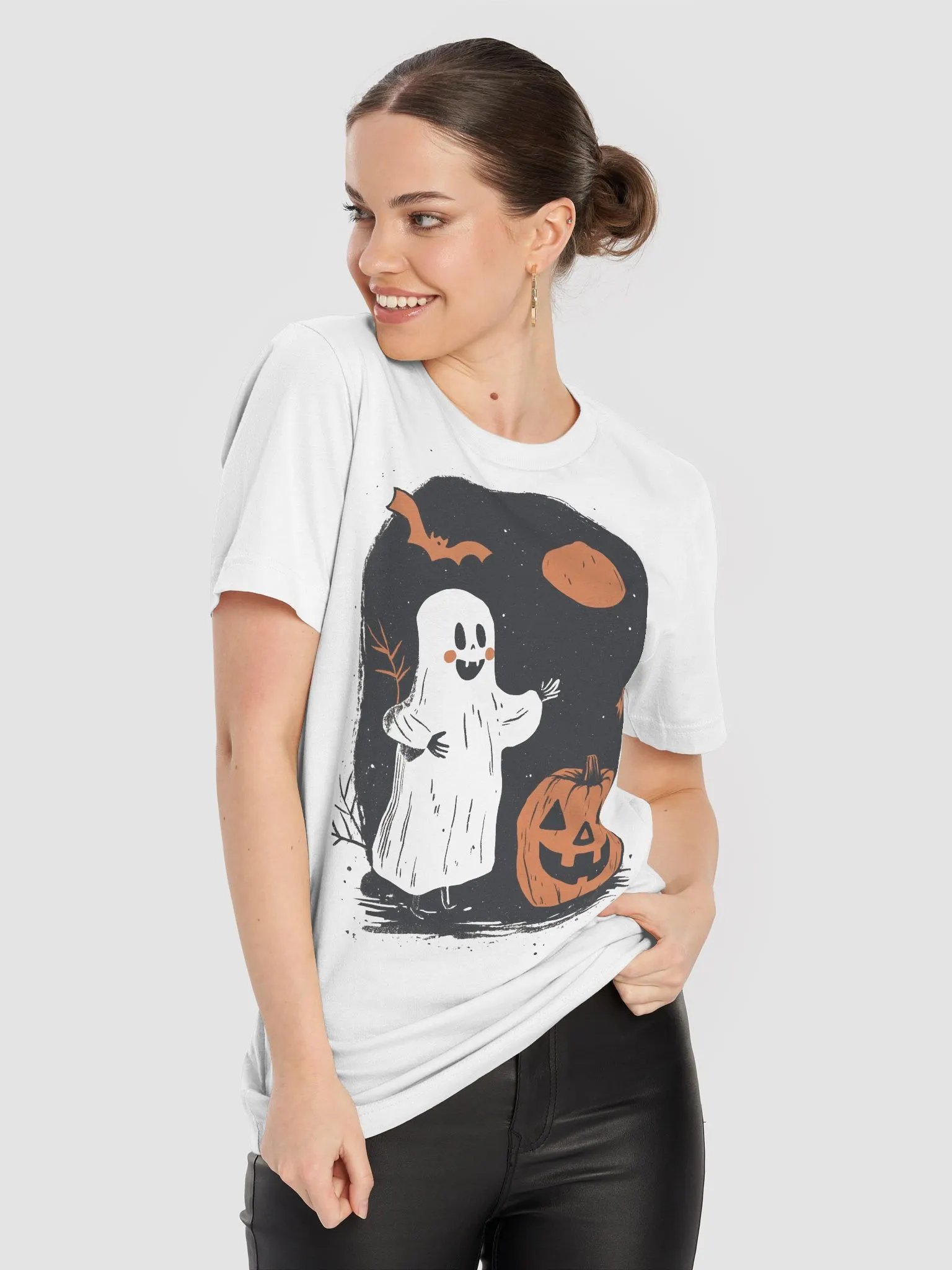 Friendly Ghost & Pumpkin Halloween Tee product image (8)