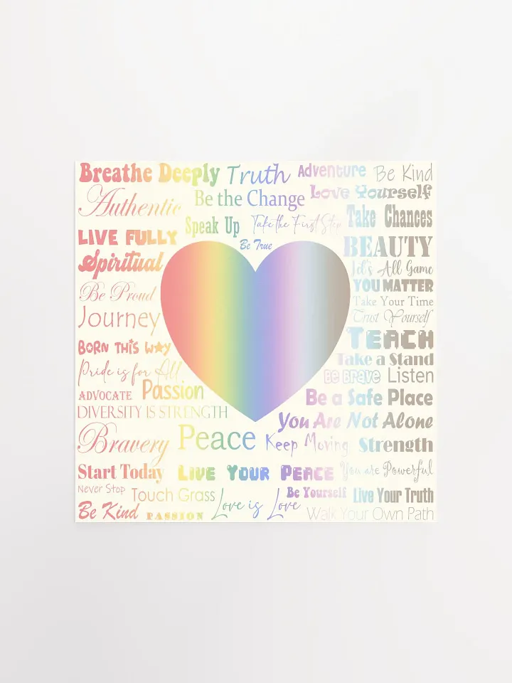 Love and Pride Square Poster (Rainbow Gradient Text) product image (1)