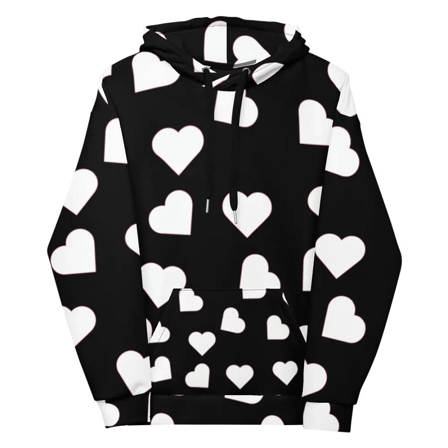 Love Pattern 5 Black and White Unisex Pull Over Hoodie product image (12)