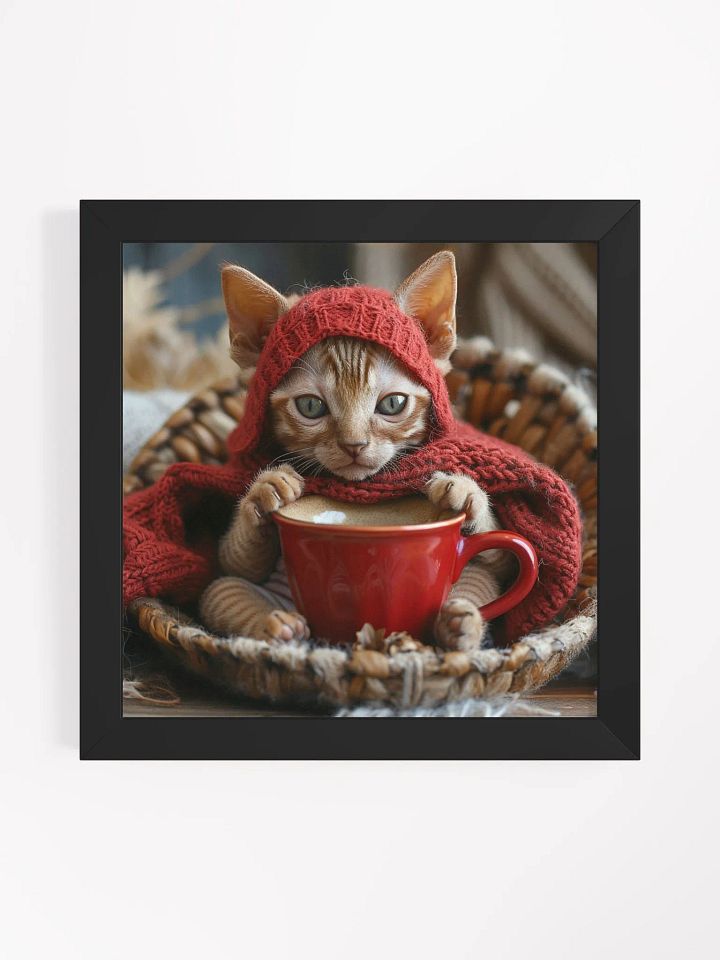 Coffee Lover Cute Hairless Sphynx Kitten Art product image (1)