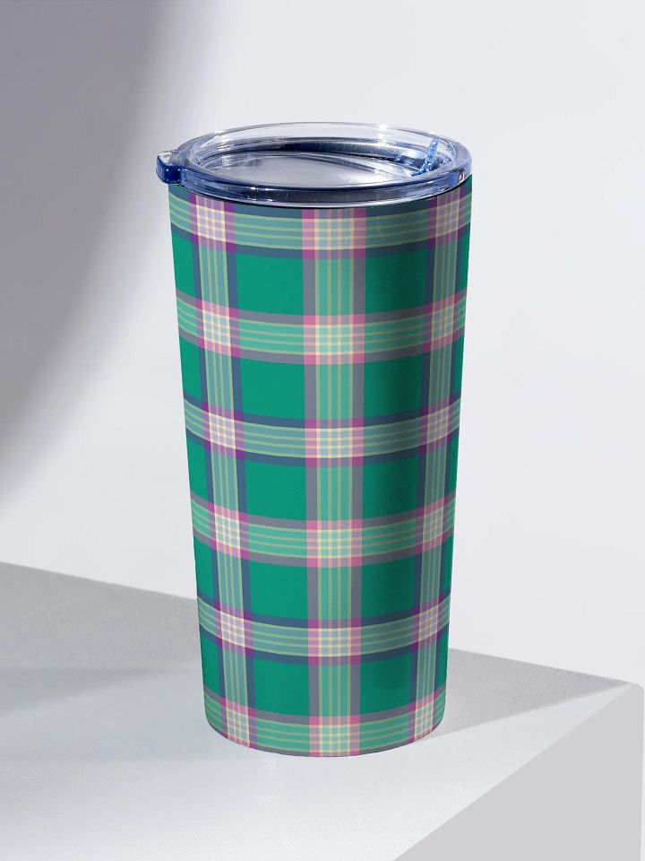 Emerald Green and Purple Plaid Travel Tumbler product image (1)